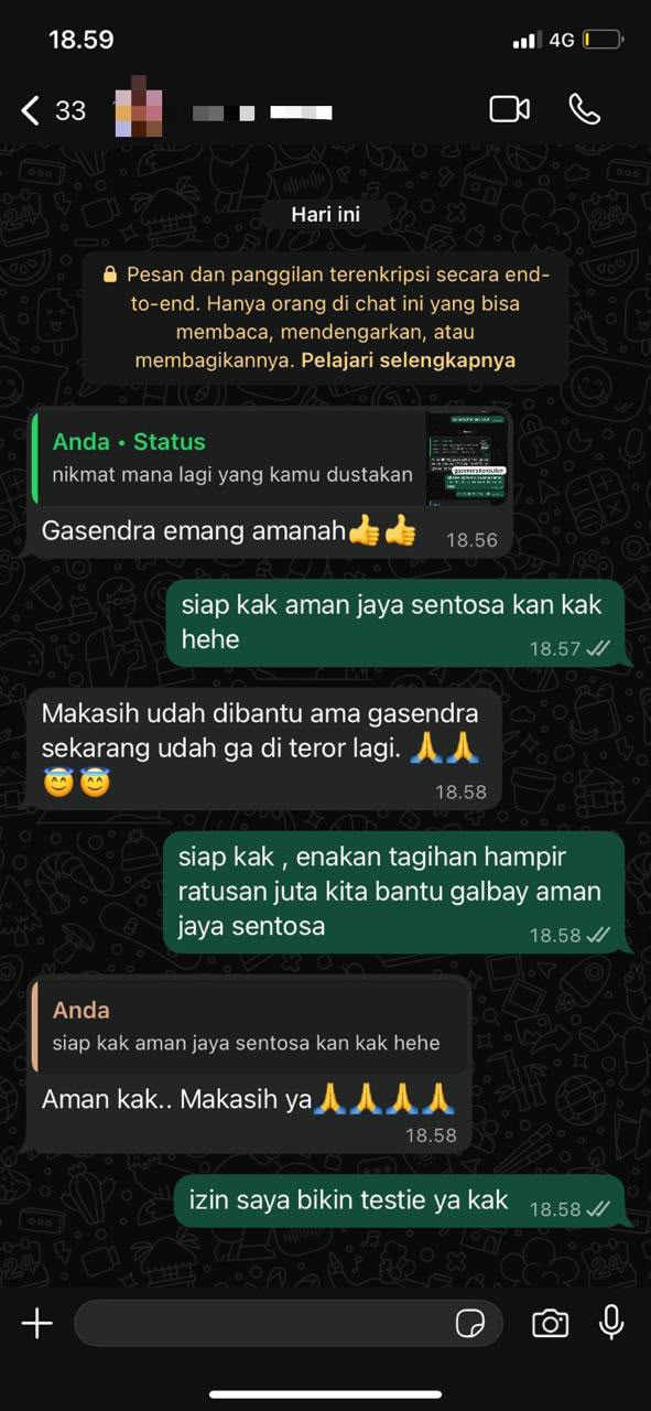 Testimoni klien Gasendra